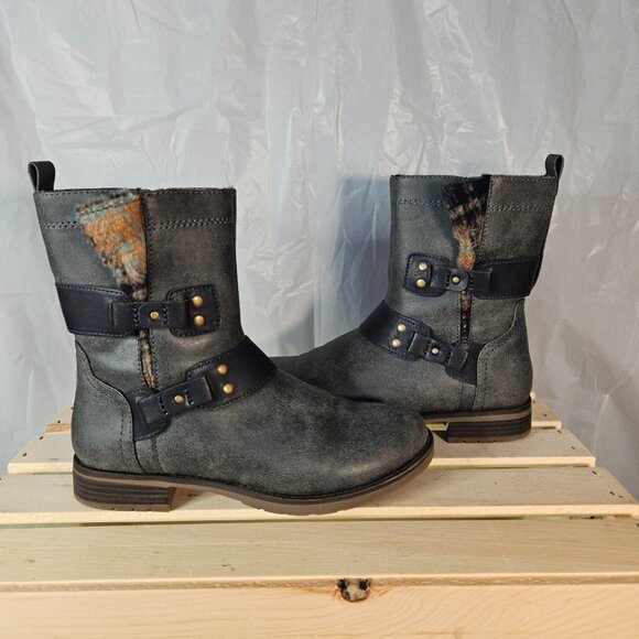 Sporto Sheila Faux Fur-Lined Buckle Boots – Gray / Navy – Size 6.5 M - Picture 4 of 8